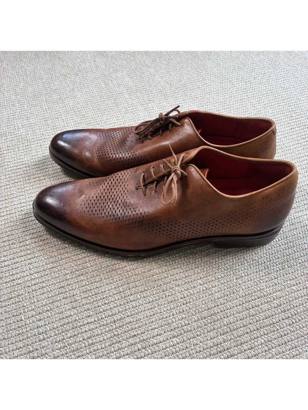 Cole Haan Men's Size 13M Washington Grand Laser Wingtip Oxford Shoes British Tan